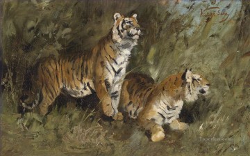 Geza Vastagh Tiger im hohen Gras Oil Paintings